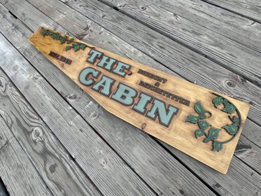 V-Carved Wood Sign The Cabin